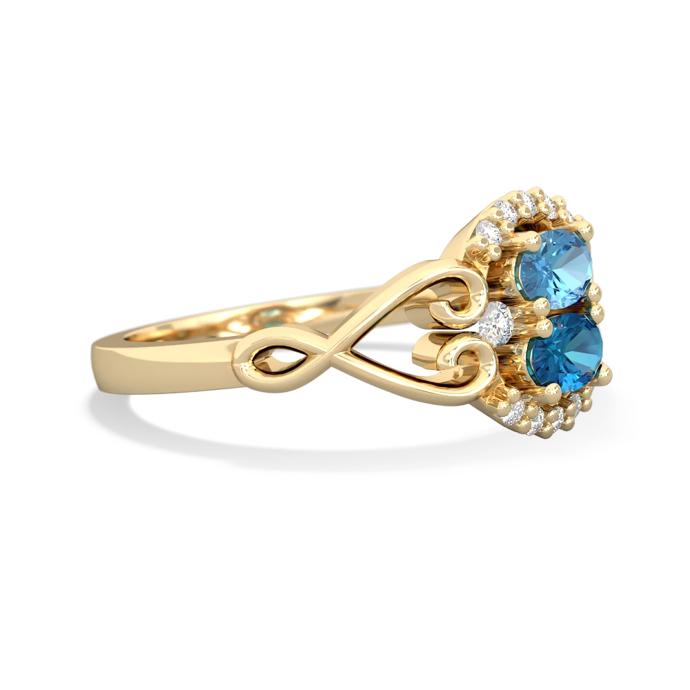 Blue Topaz Love Nest 14K Yellow Gold ring R5860