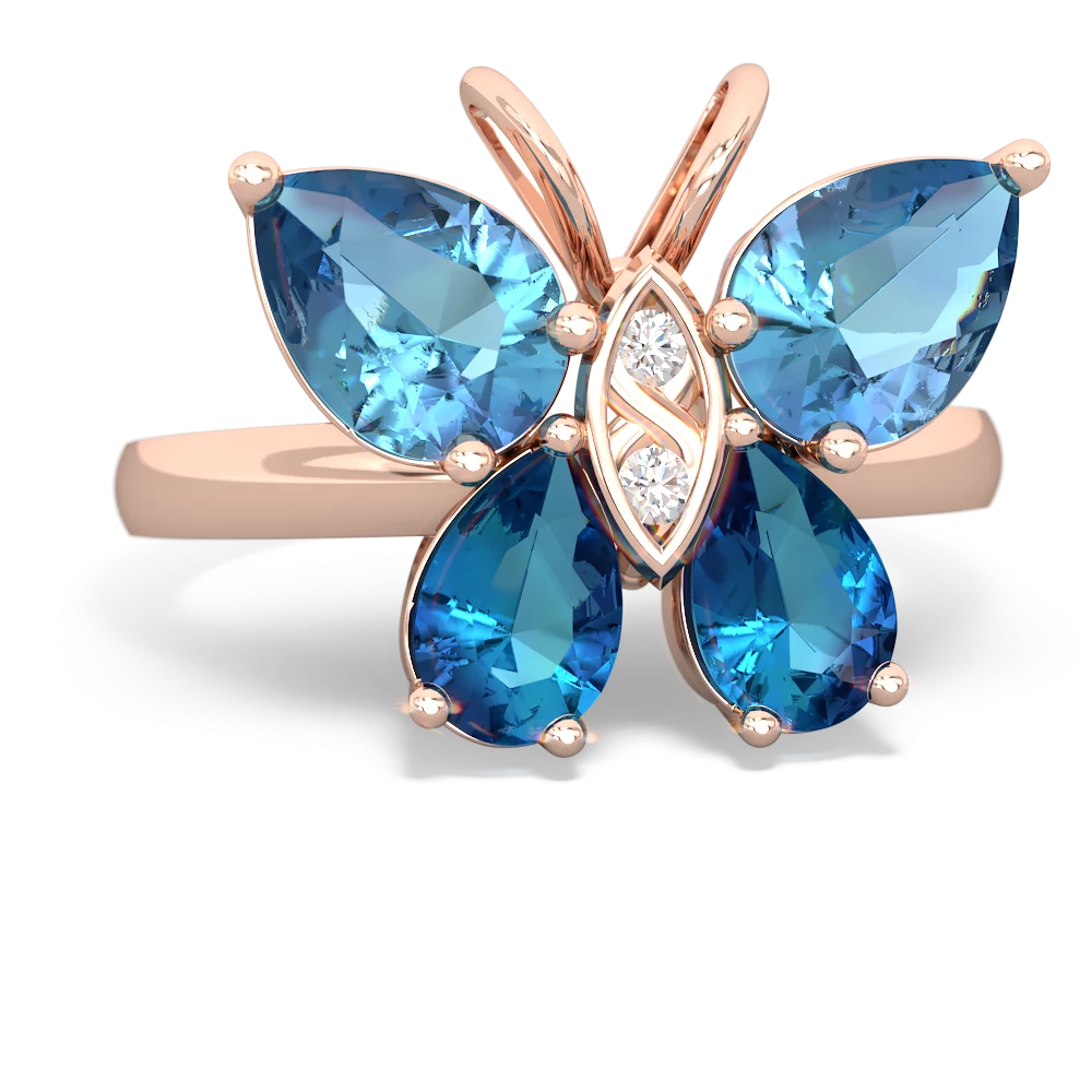 Blue Topaz Butterfly 14K Rose Gold ring R2215