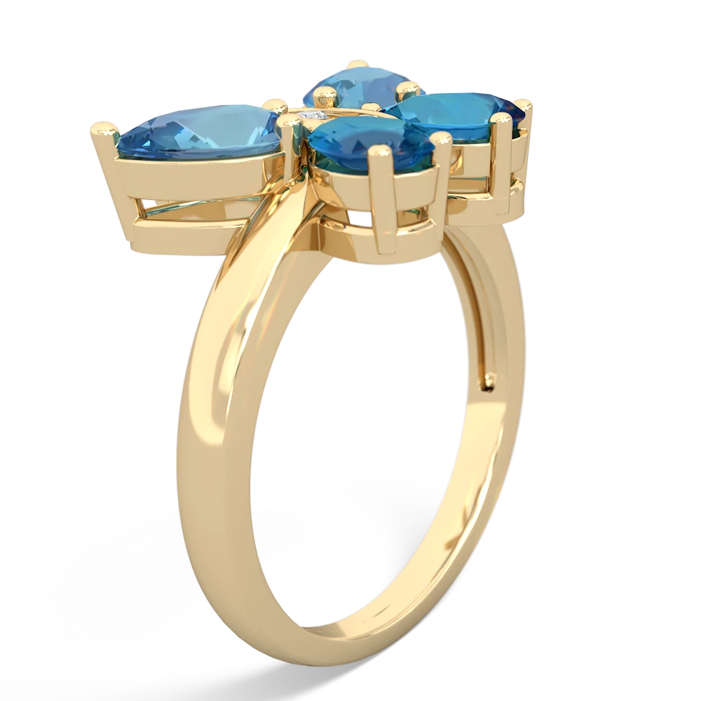 Blue Topaz Butterfly 14K Yellow Gold ring R2215