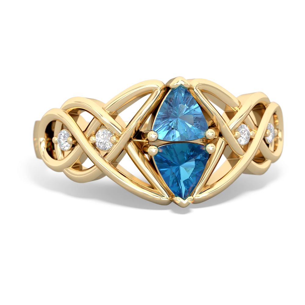 Blue Topaz Keepsake Celtic Knot 14K Yellow Gold ring R5300