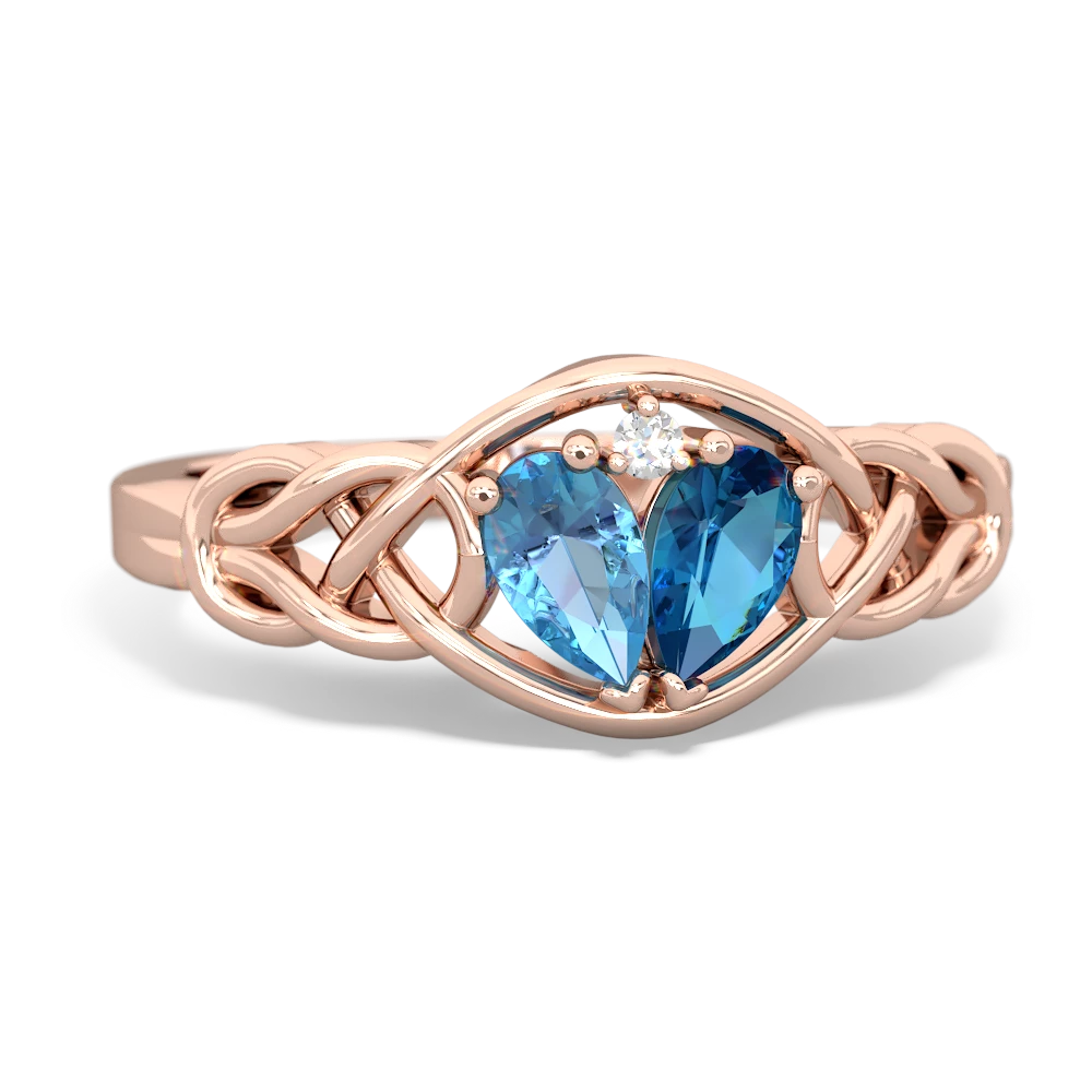 Blue Topaz Celtic Love Knot 14K Rose Gold ring R5420