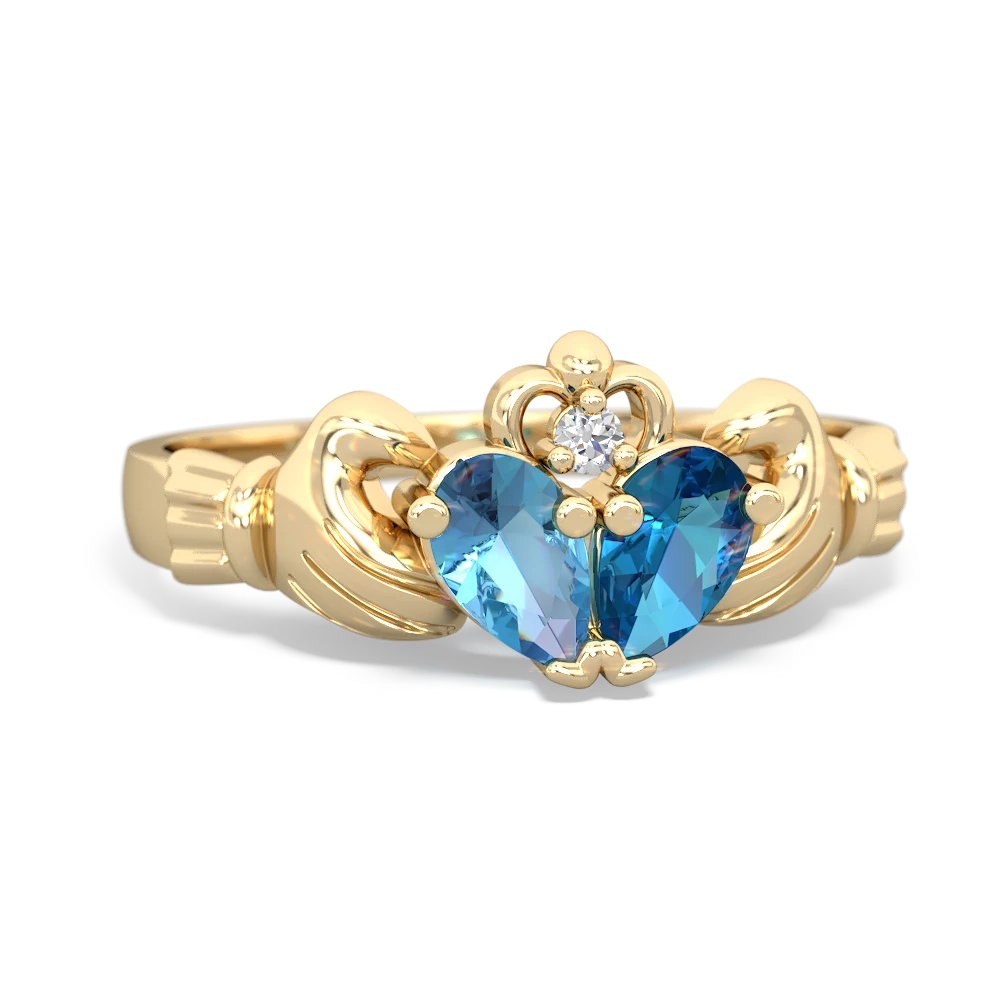 Blue Topaz 'Our Heart' Claddagh 14K Yellow Gold ring R2388