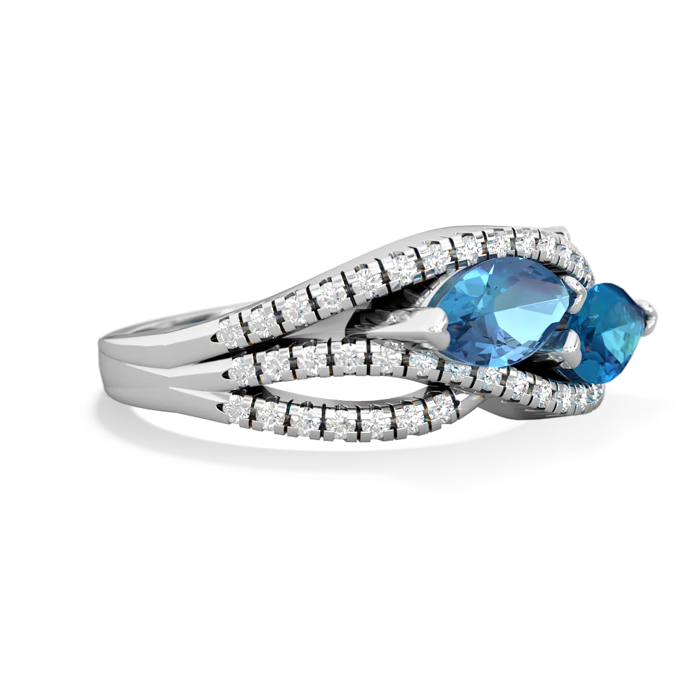 Blue Topaz Diamond Rivers 14K White Gold ring R3070