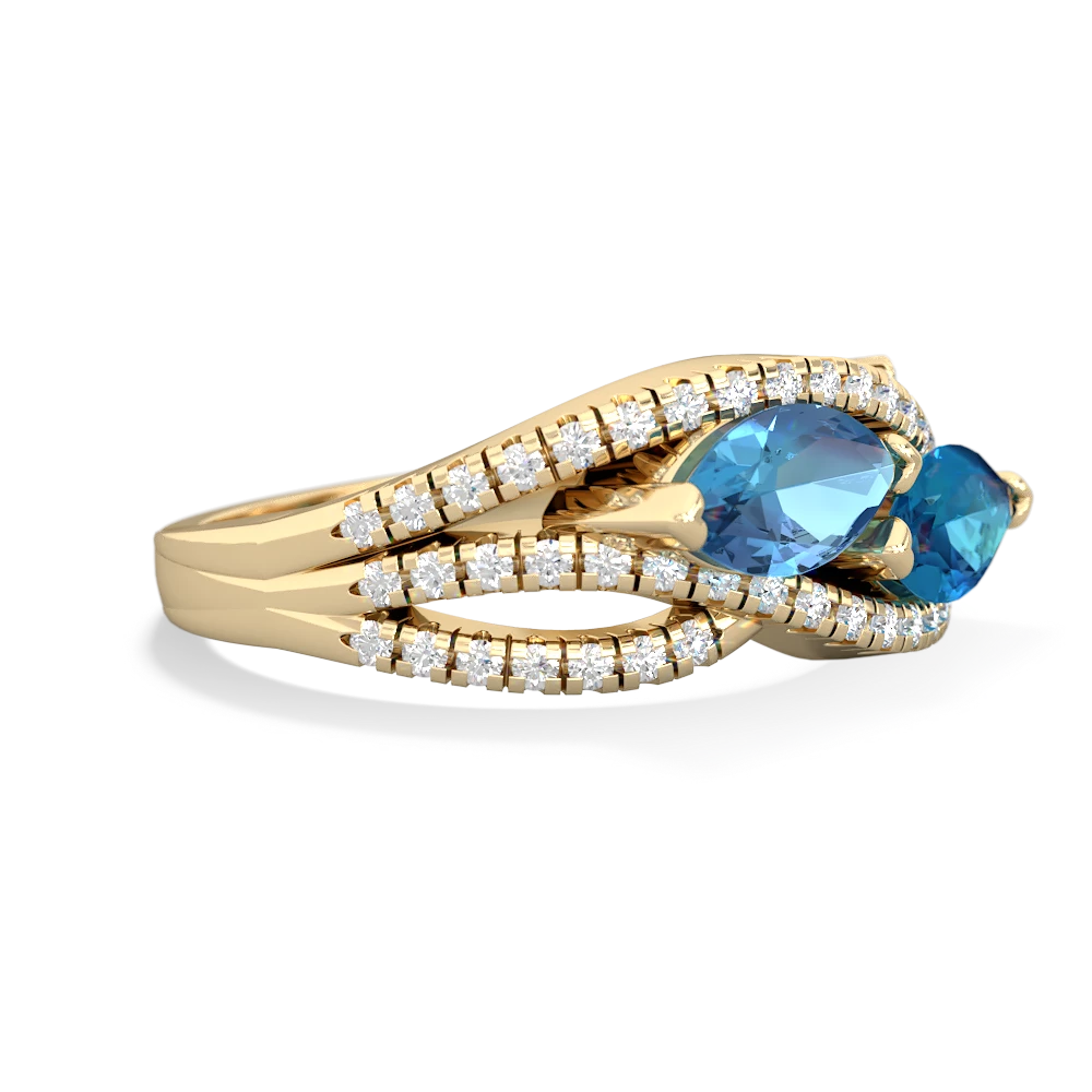 Blue Topaz Diamond Rivers 14K Yellow Gold ring R3070