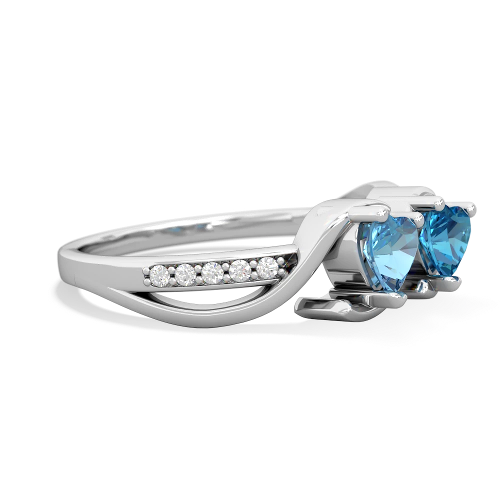 Blue Topaz Side By Side 14K White Gold ring R3090