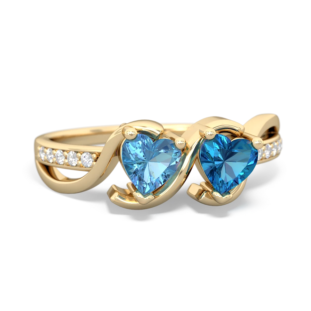 Blue Topaz Side By Side 14K Yellow Gold ring R3090