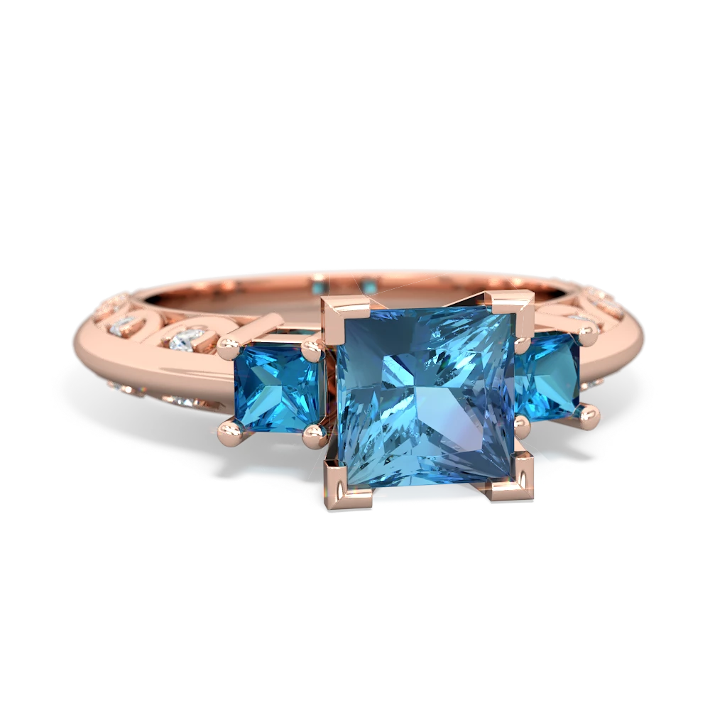 Blue Topaz Eternal Embrace Engagement 14K Rose Gold ring C2001