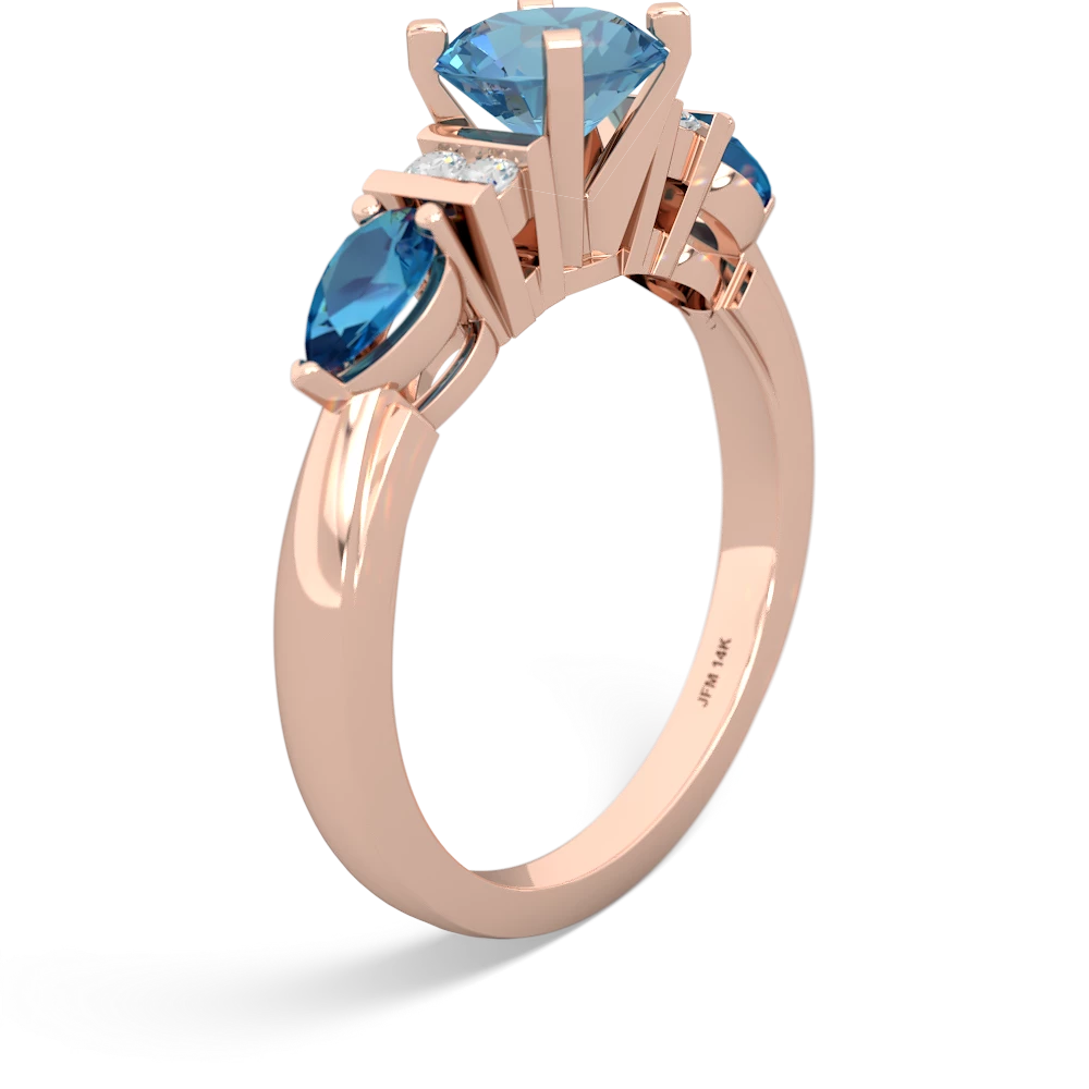 Blue Topaz 6Mm Round Eternal Embrace Engagement 14K Rose Gold ring R2005