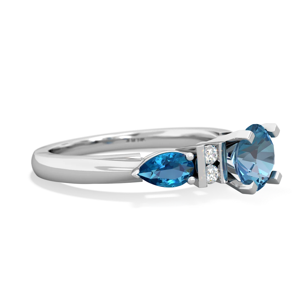 Blue Topaz 6Mm Round Eternal Embrace Engagement 14K White Gold ring R2005