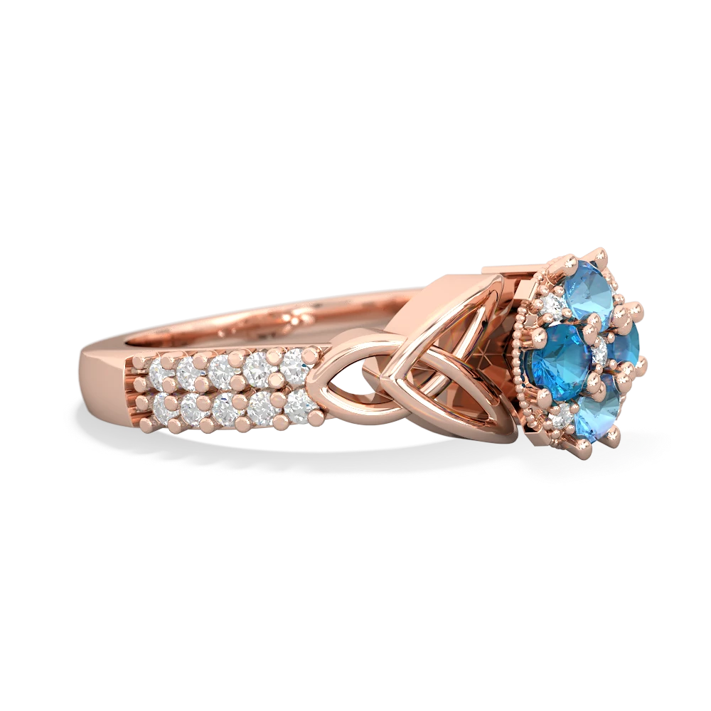 Blue Topaz Celtic Knot Cluster Engagement 14K Rose Gold ring R26443RD