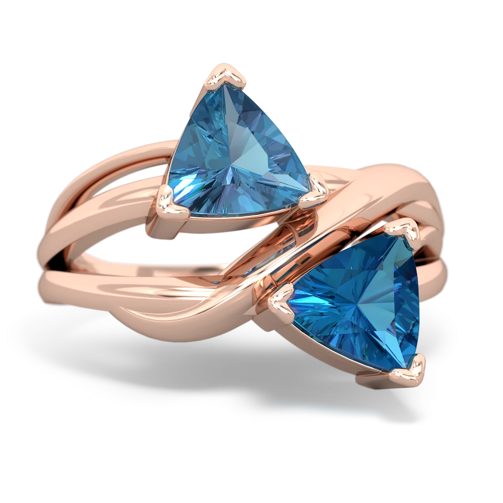 Blue Topaz Split Band Swirl 14K Rose Gold ring R2341