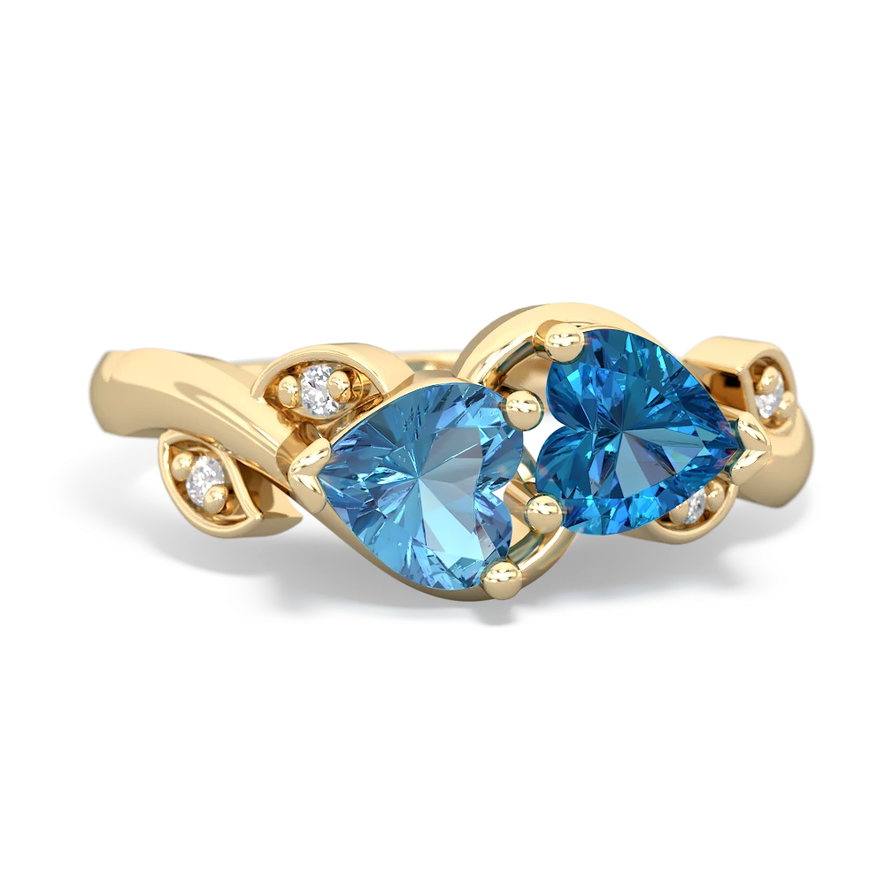 Blue Topaz Floral Elegance 14K Yellow Gold ring R5790