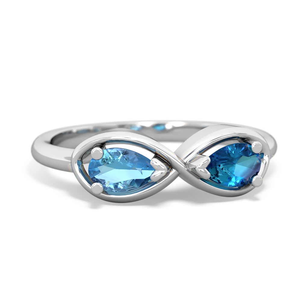 Blue Topaz Infinity 14K White Gold ring R5050