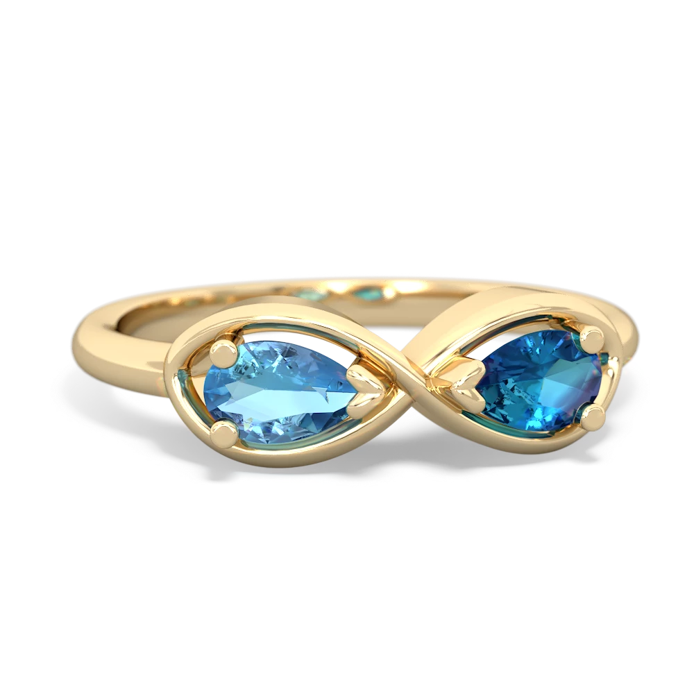 Blue Topaz Infinity 14K Yellow Gold ring R5050