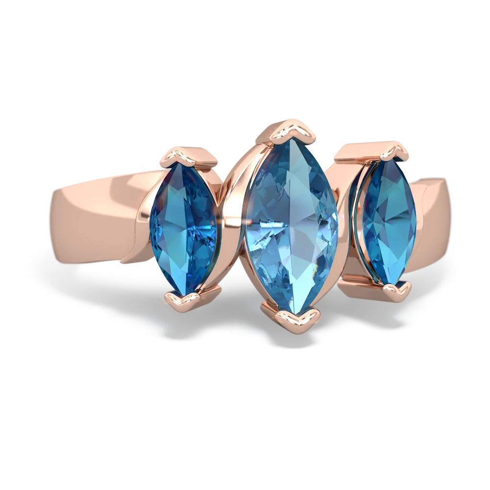 Blue Topaz Three Peeks 14K Rose Gold ring R2433