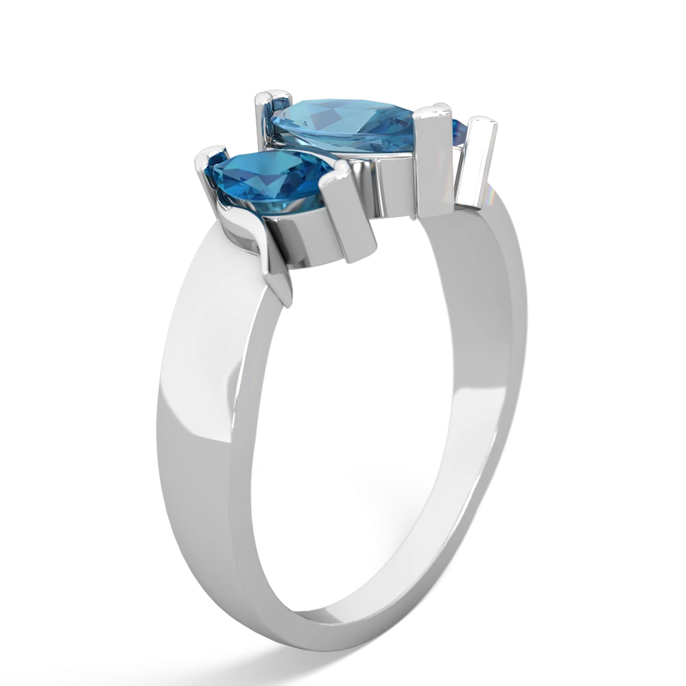 Blue Topaz Three Peeks 14K White Gold ring R2433