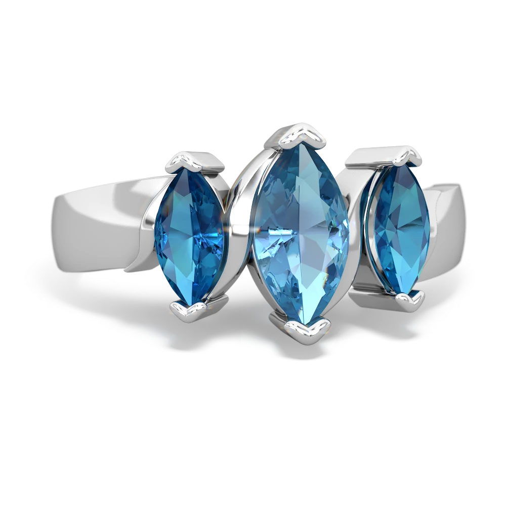 Blue Topaz Three Peeks 14K White Gold ring R2433