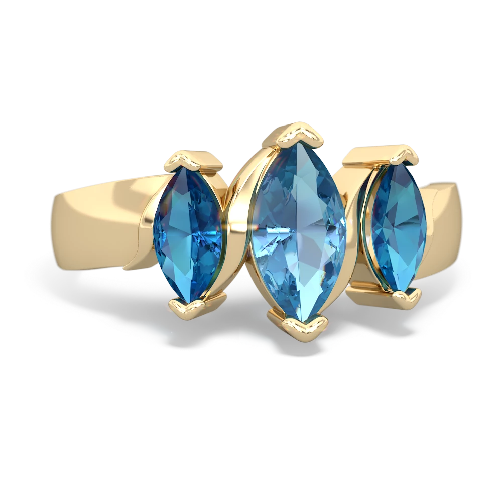 Blue Topaz Three Peeks 14K Yellow Gold ring R2433