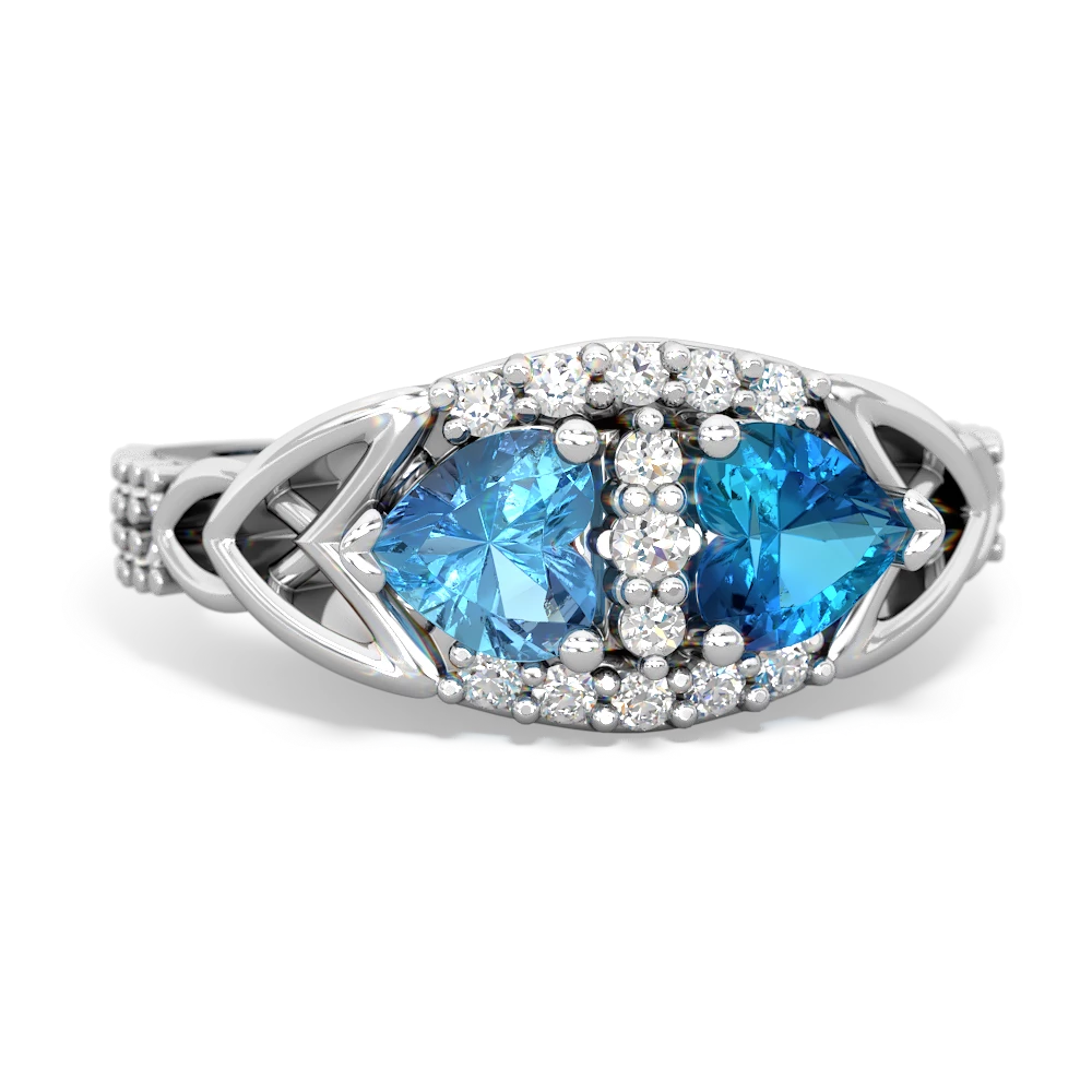 Blue Topaz Sparkling Celtic Knot 14K White Gold ring R2645