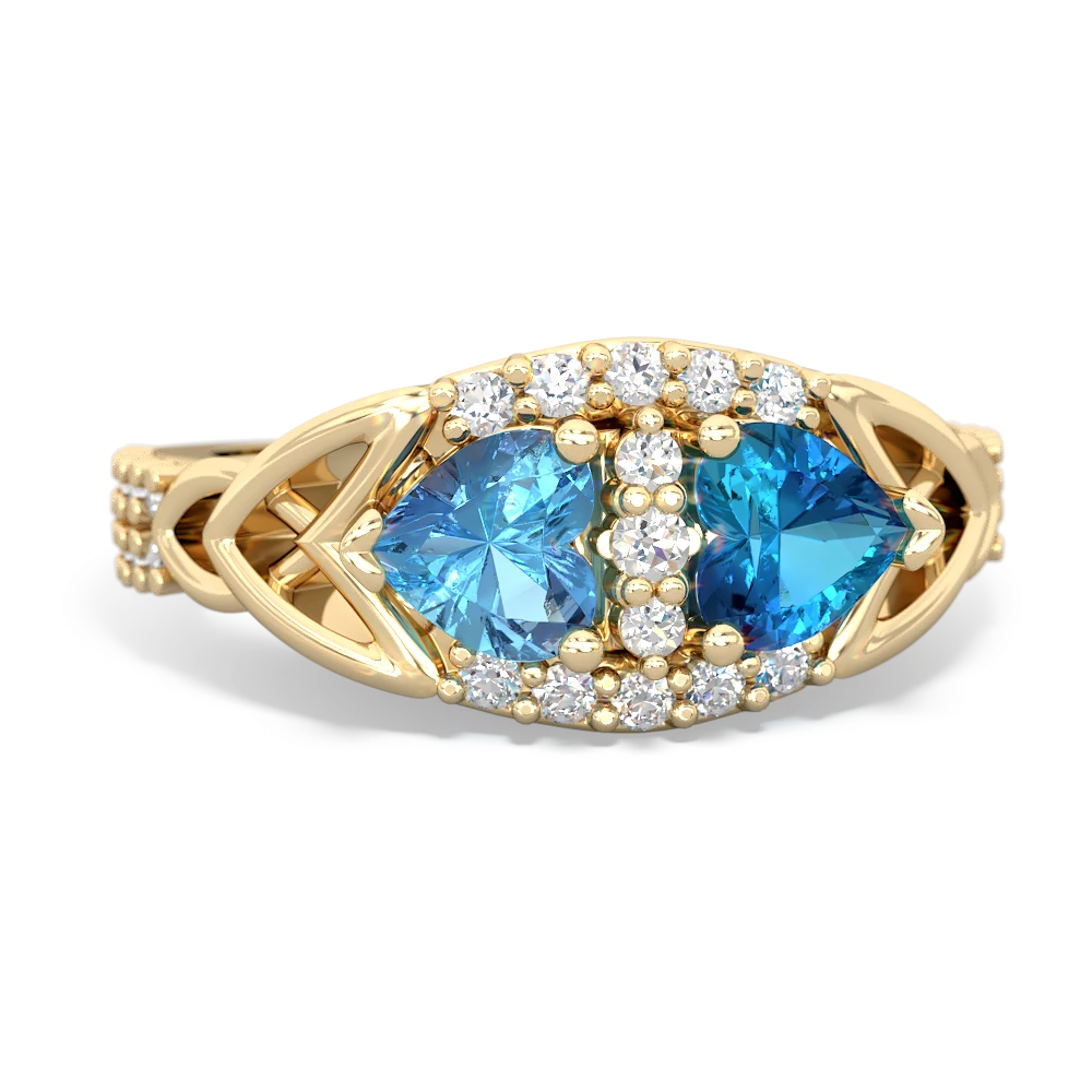 Blue Topaz Sparkling Celtic Knot 14K Yellow Gold ring R2645