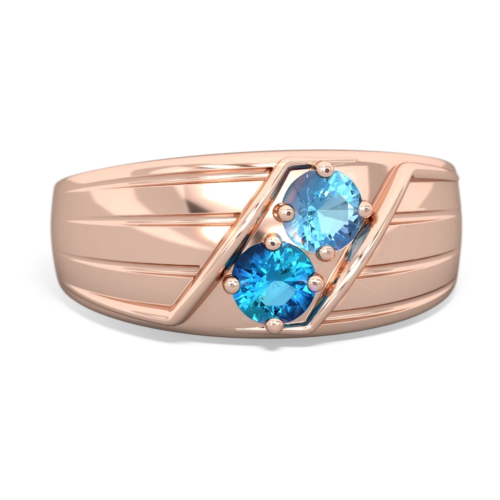 Blue Topaz Men's Streamline 14K Rose Gold ring R0460