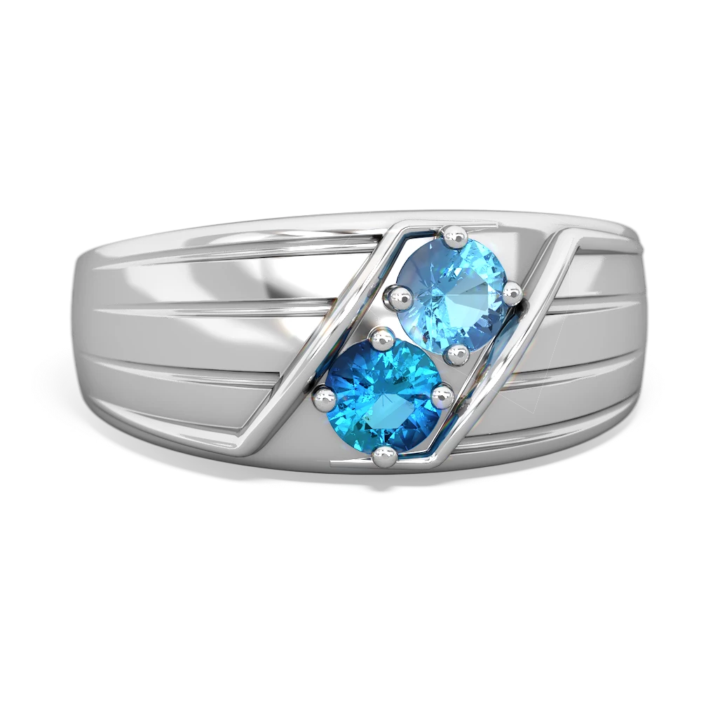 Blue Topaz Men's Streamline 14K White Gold ring R0460