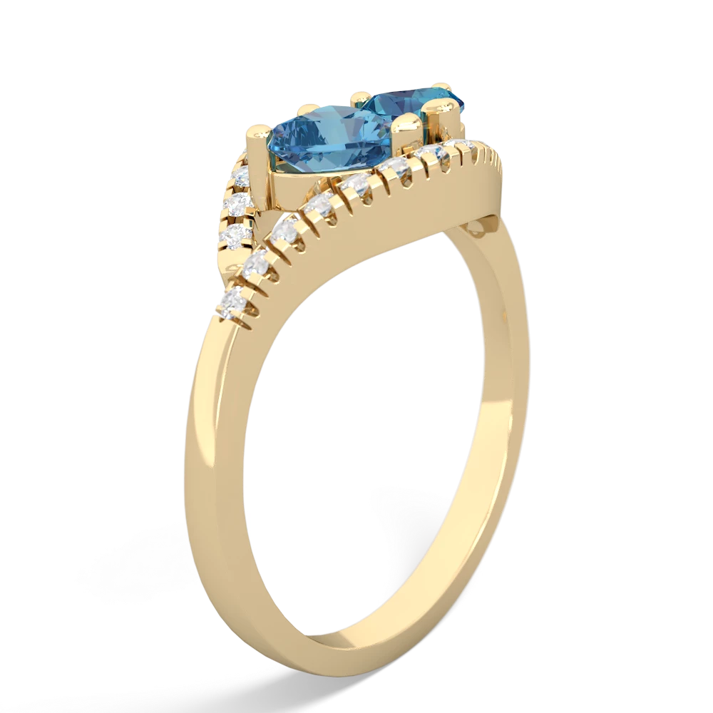 Blue Topaz Mother And Child 14K Yellow Gold ring R3010