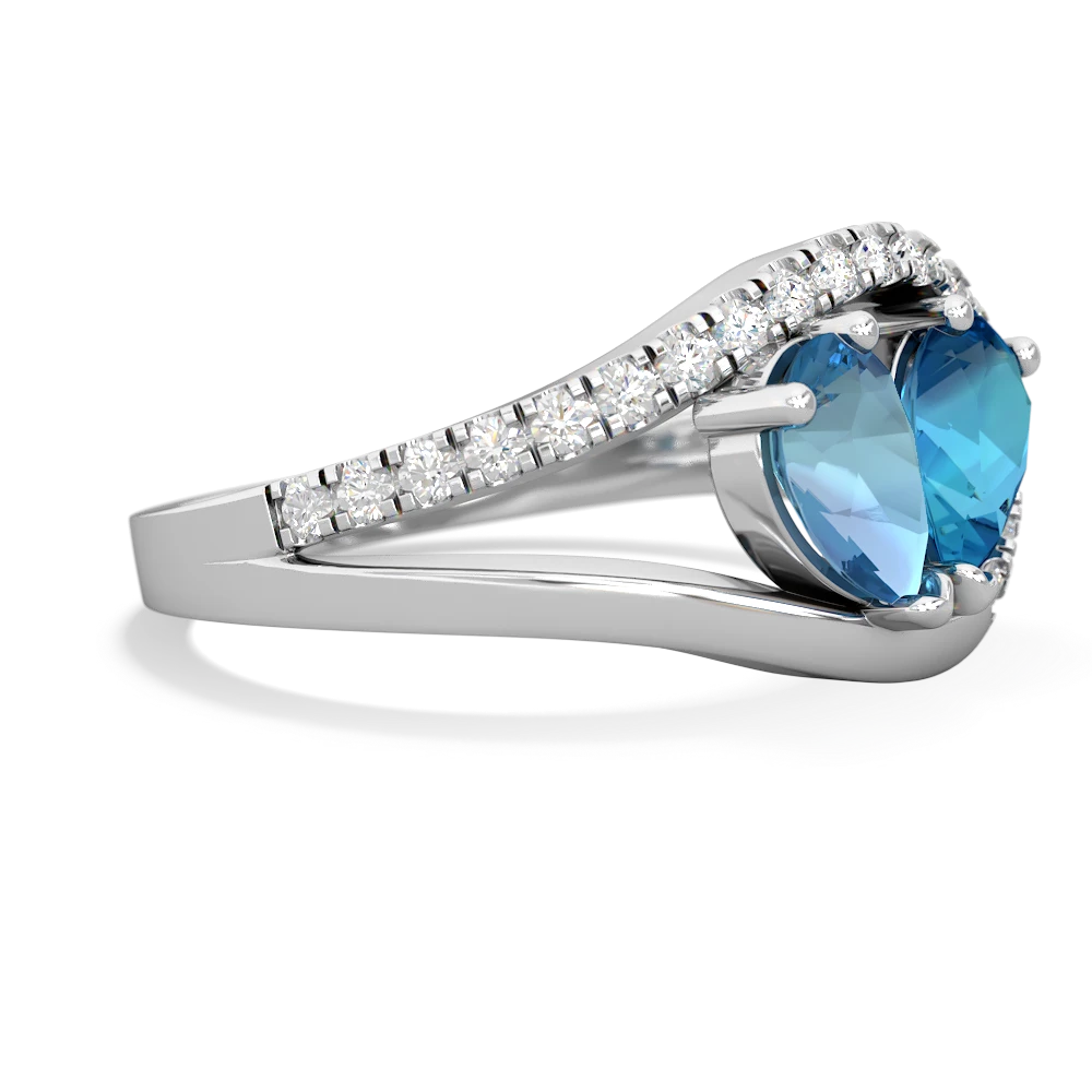 Blue Topaz Nestled Heart Keepsake 14K White Gold ring R5650