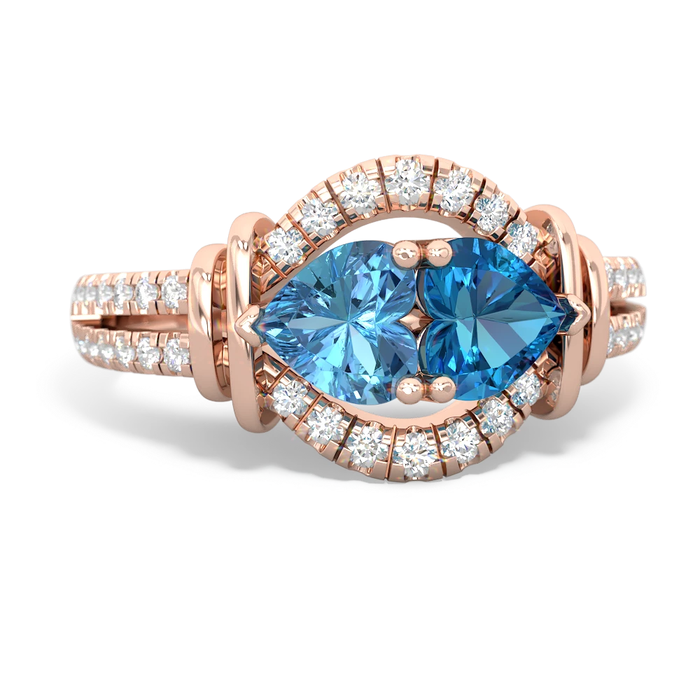 Blue Topaz Art-Deco Keepsake 14K Rose Gold ring R5630