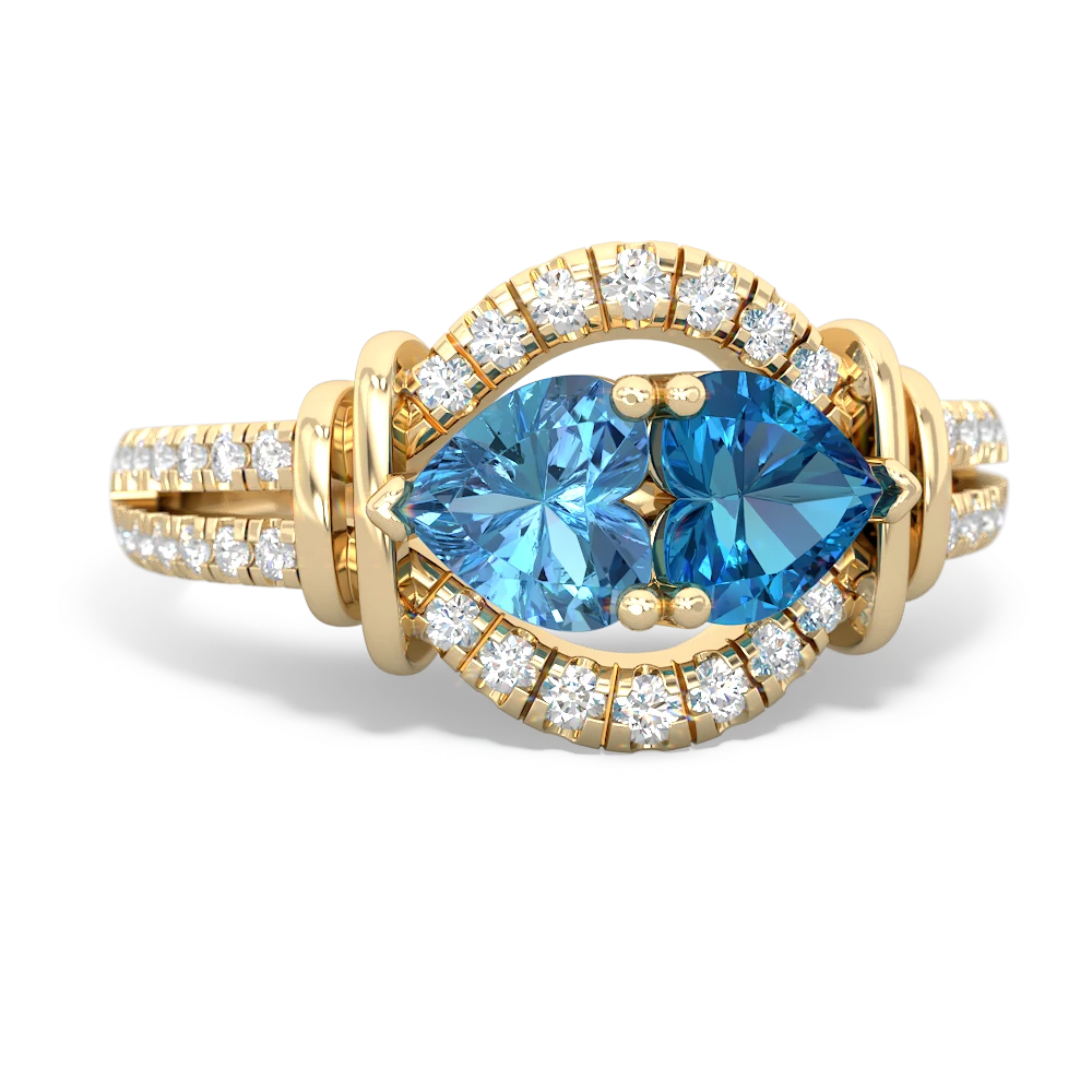 Blue Topaz Art-Deco Keepsake 14K Yellow Gold ring R5630