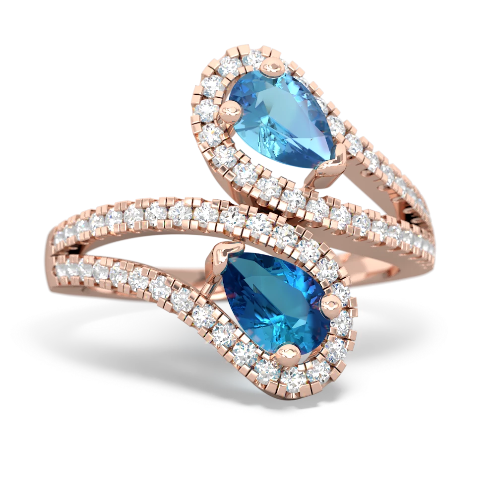 Blue Topaz Diamond Dazzler 14K Rose Gold ring R3000