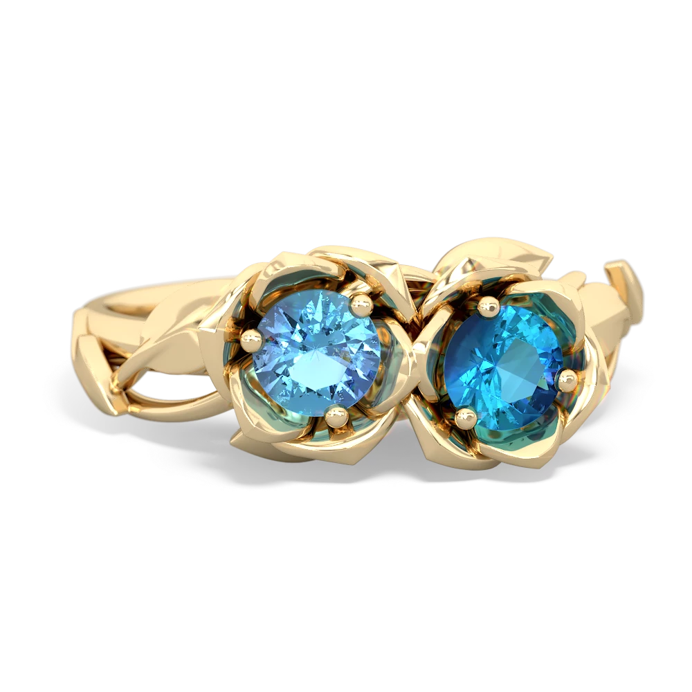 Blue Topaz Rose Garden 14K Yellow Gold ring R5510