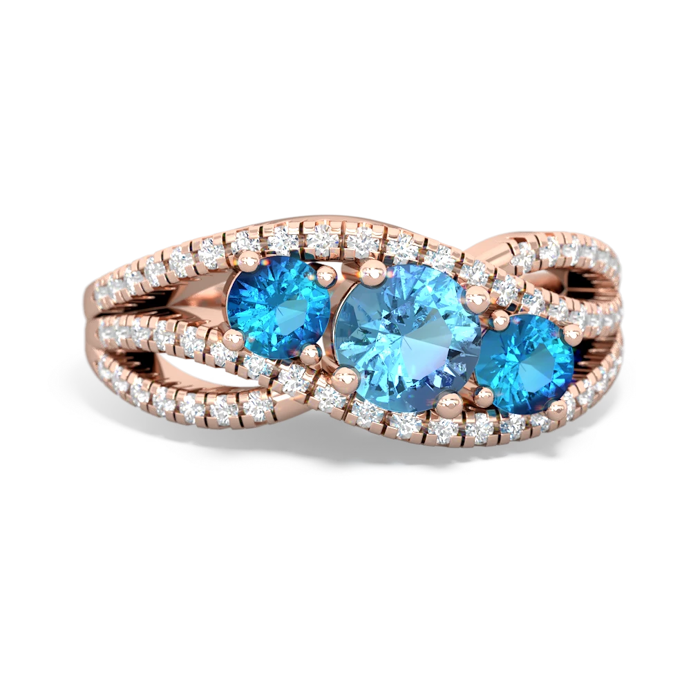 Blue Topaz Three Stone Aurora 14K Rose Gold ring R3080