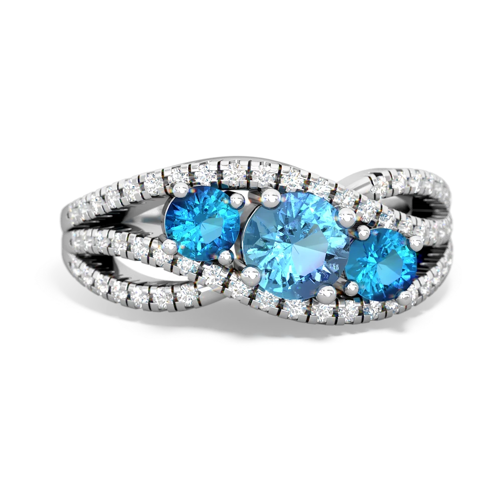 Blue Topaz Three Stone Aurora 14K White Gold ring R3080