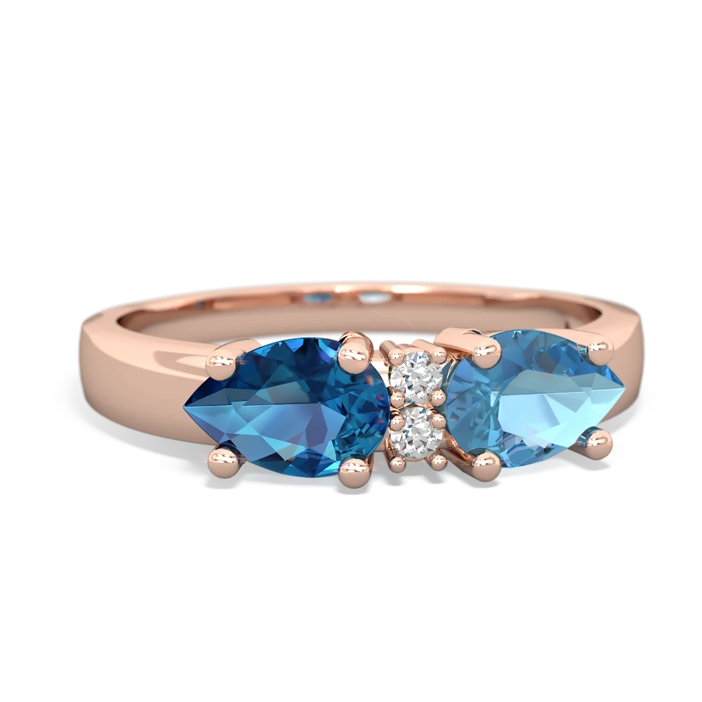 Blue Topaz Pear Bowtie 14K Rose Gold ring R0865