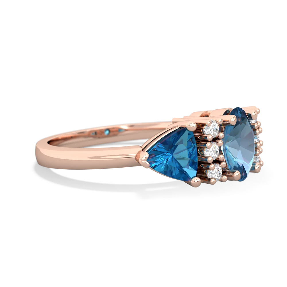 Blue Topaz Antique Style Three Stone 14K Rose Gold ring R2186