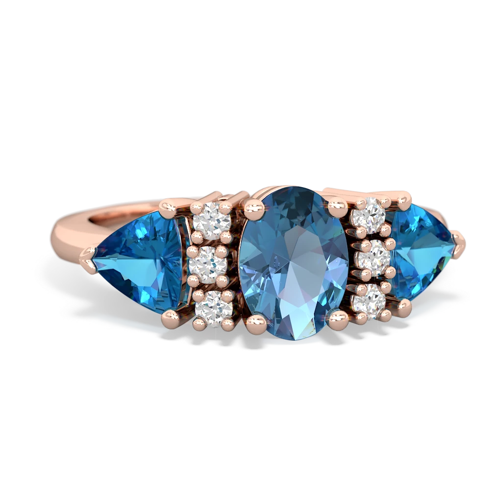 Blue Topaz Antique Style Three Stone 14K Rose Gold ring R2186