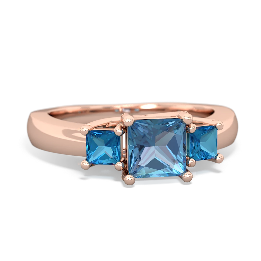 Blue Topaz Three Stone Trellis 14K Rose Gold ring R4015