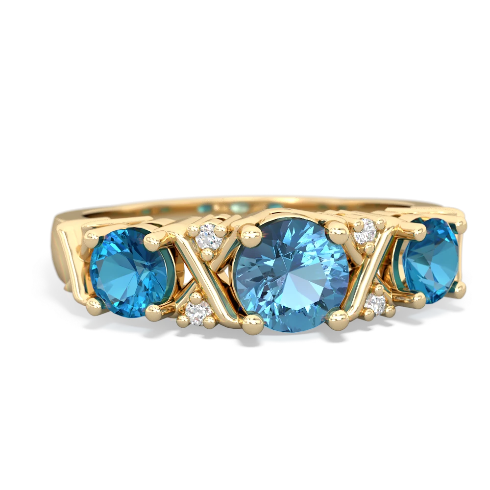 Blue Topaz Hugs And Kisses 14K Yellow Gold ring R5016