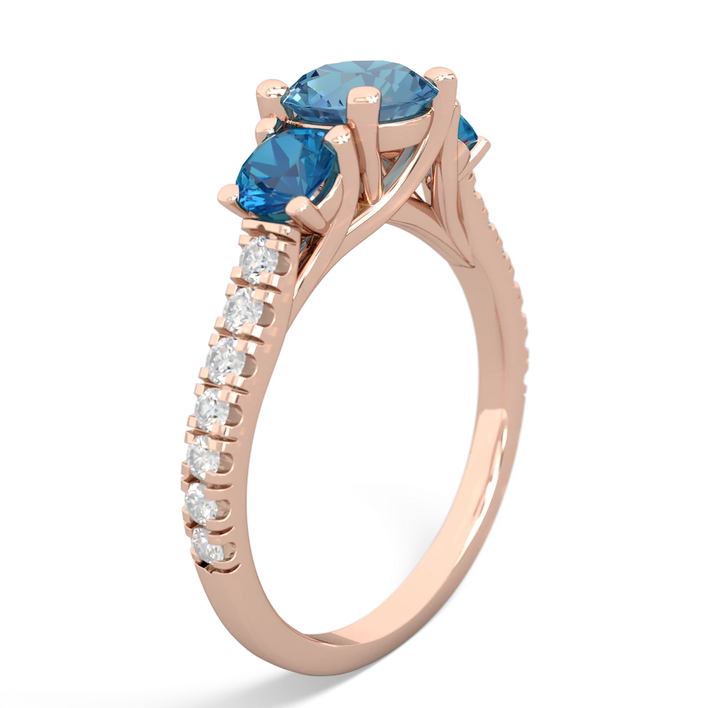 Blue Topaz Pave Trellis 14K Rose Gold ring R5500