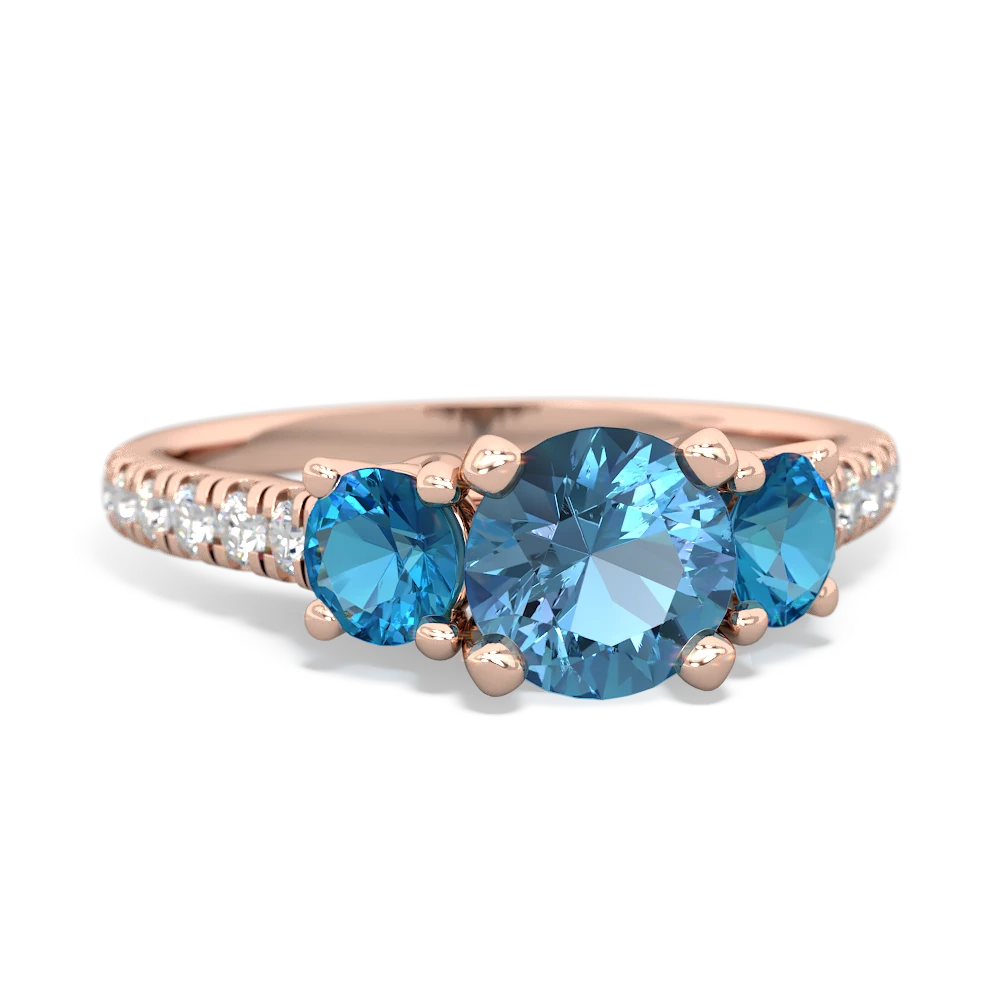 Blue Topaz Pave Trellis 14K Rose Gold ring R5500