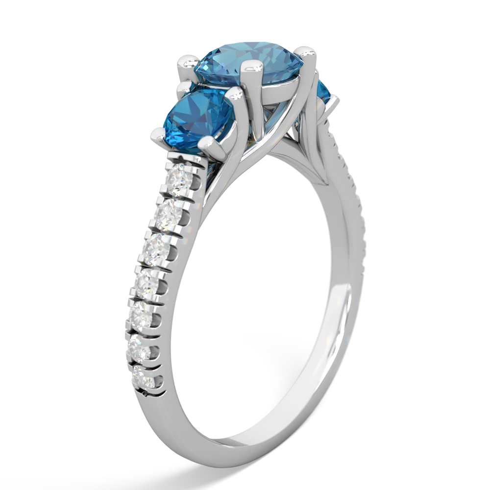 Blue Topaz Pave Trellis 14K White Gold ring R5500