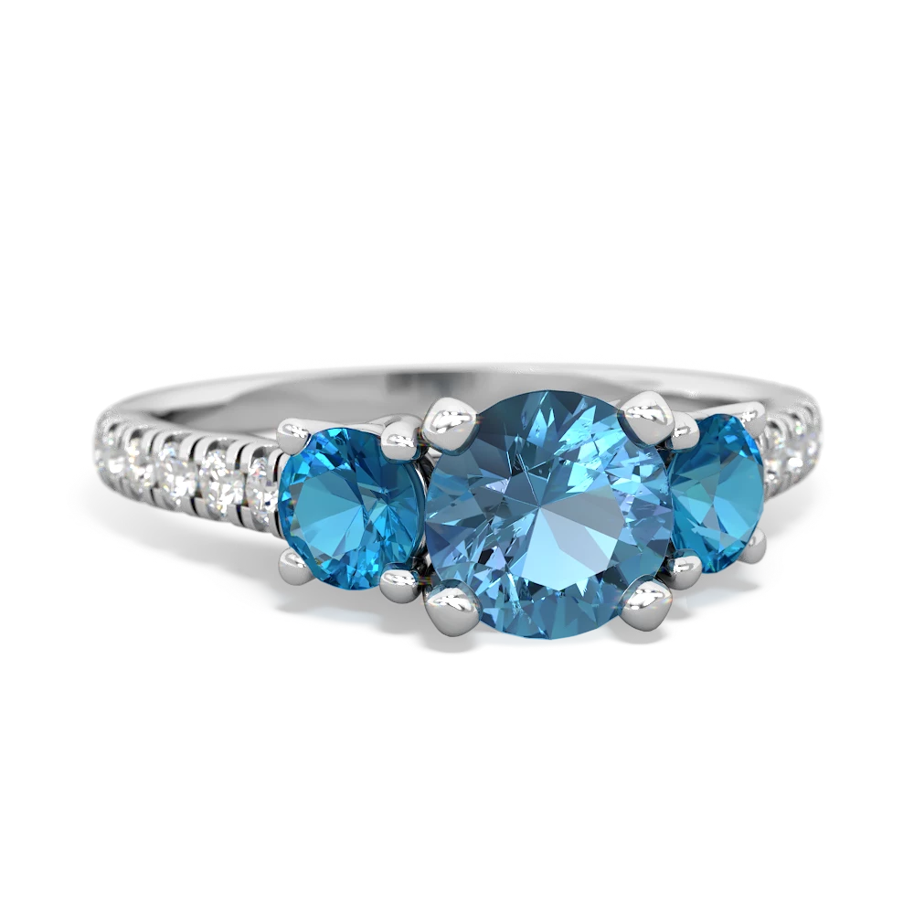 Blue Topaz Pave Trellis 14K White Gold ring R5500