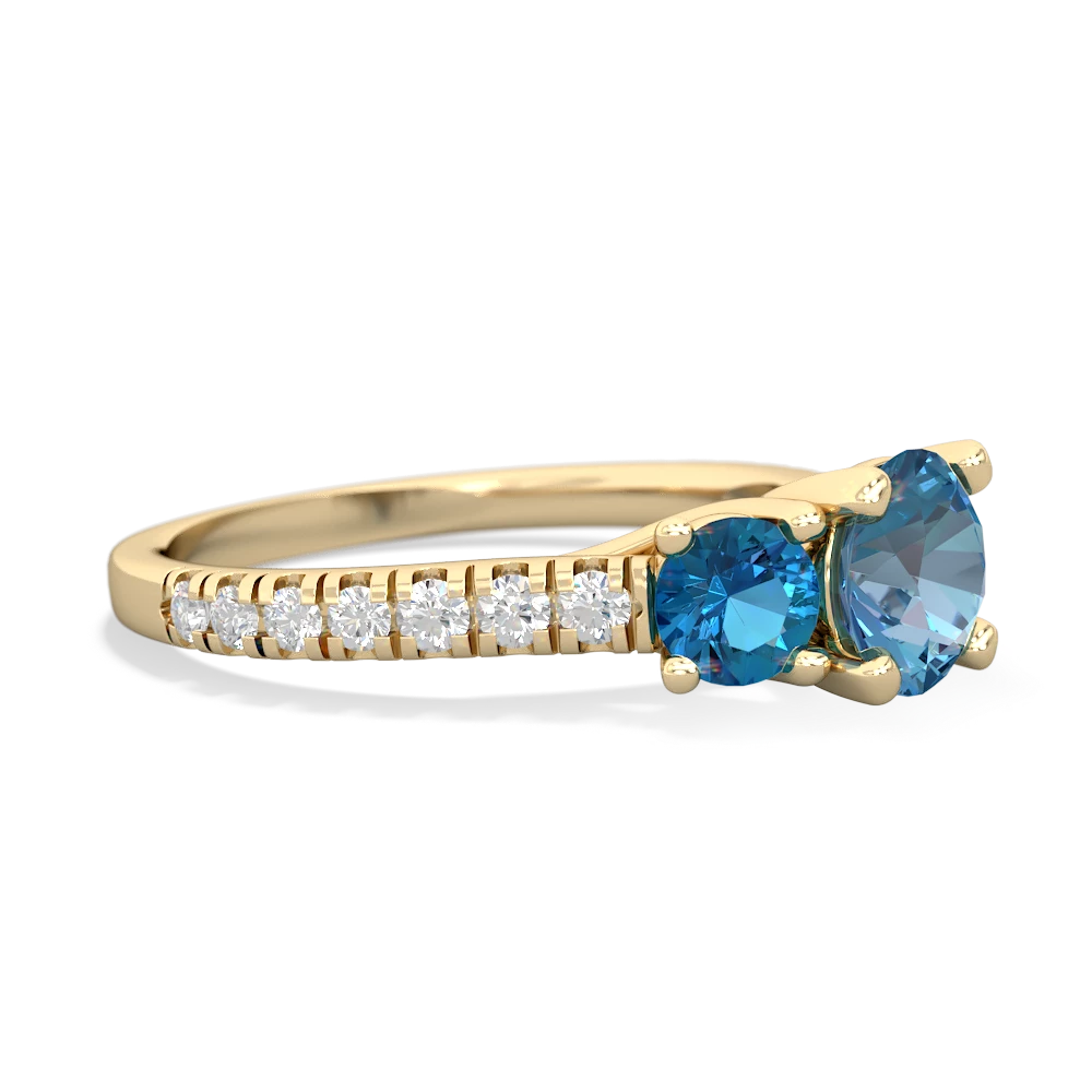 Blue Topaz Pave Trellis 14K Yellow Gold ring R5500