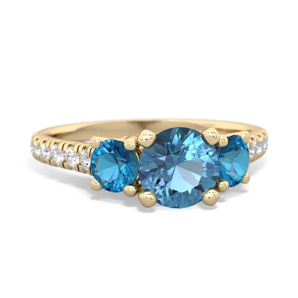 Blue Topaz Pave Trellis 14K Yellow Gold ring R5500