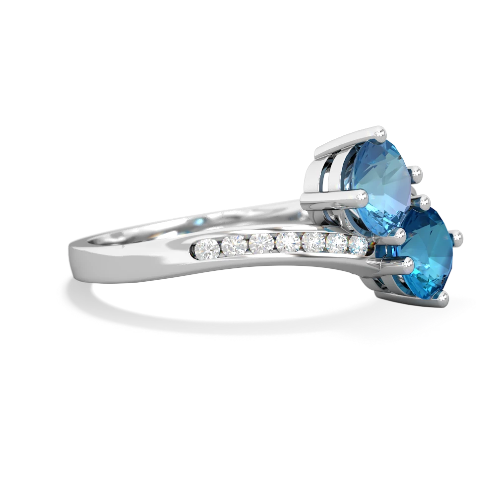 Blue Topaz Channel Set Two Stone 14K White Gold ring R5303