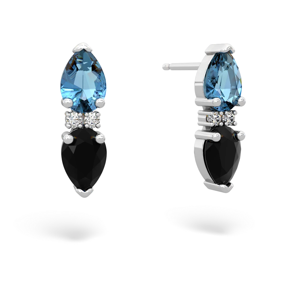 Blue Topaz Bowtie Drop 14K White Gold earrings E0865