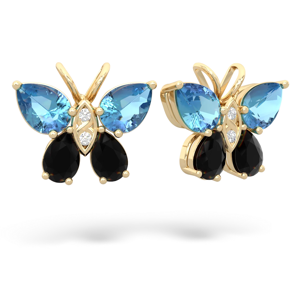 Blue Topaz Butterfly 14K Yellow Gold earrings E2215