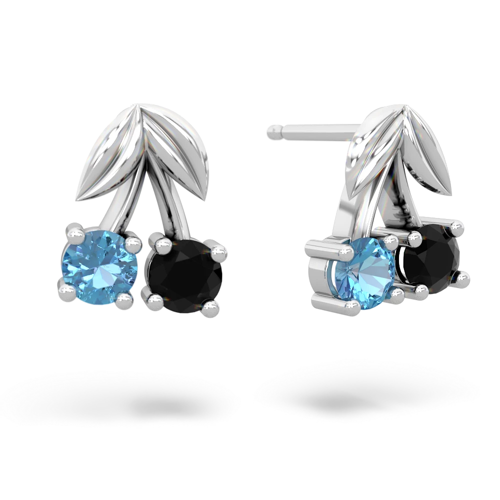 Blue Topaz Sweet Cherries 14K White Gold earrings E7001