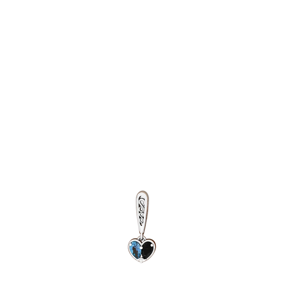 Blue Topaz Filligree Heart 14K White Gold earrings E5070